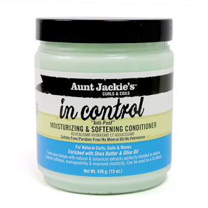 Aunt Jackie's Curls & Coils IN CONTROL "Anti-Poof" Moistyrizing & Softening Conditioner 15oz